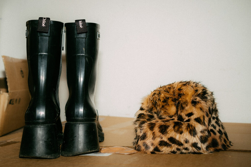 boots and winter hat