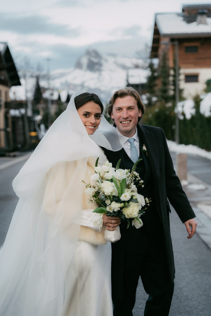 couple in front of mountain