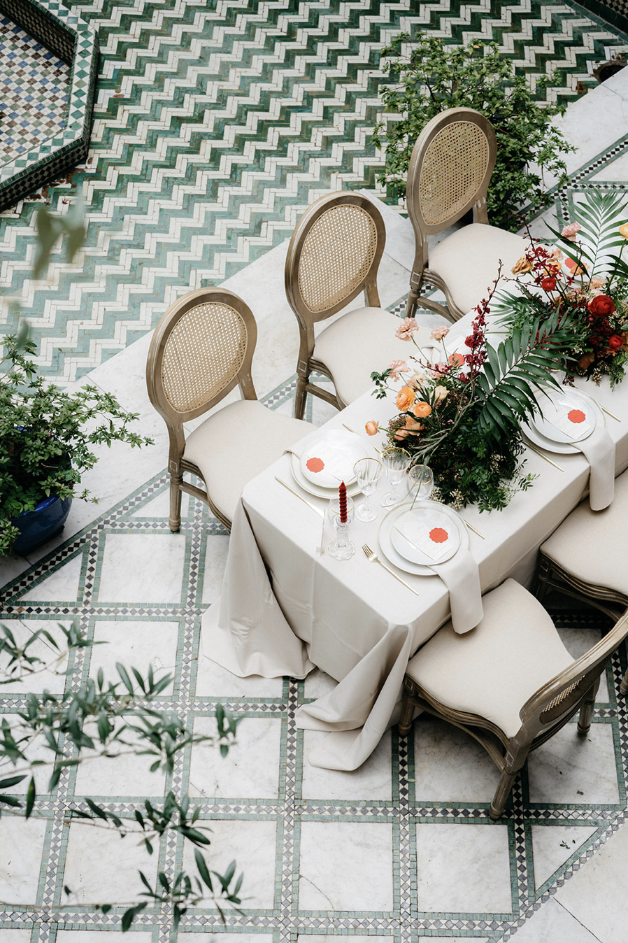 table setting for wedding in a Riad