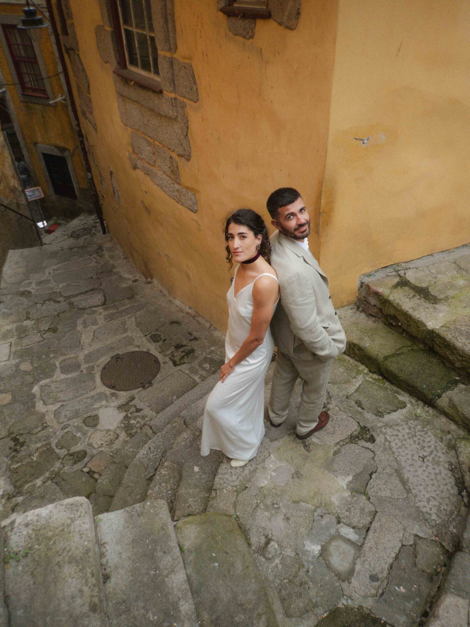 wedding couple in porto's streets