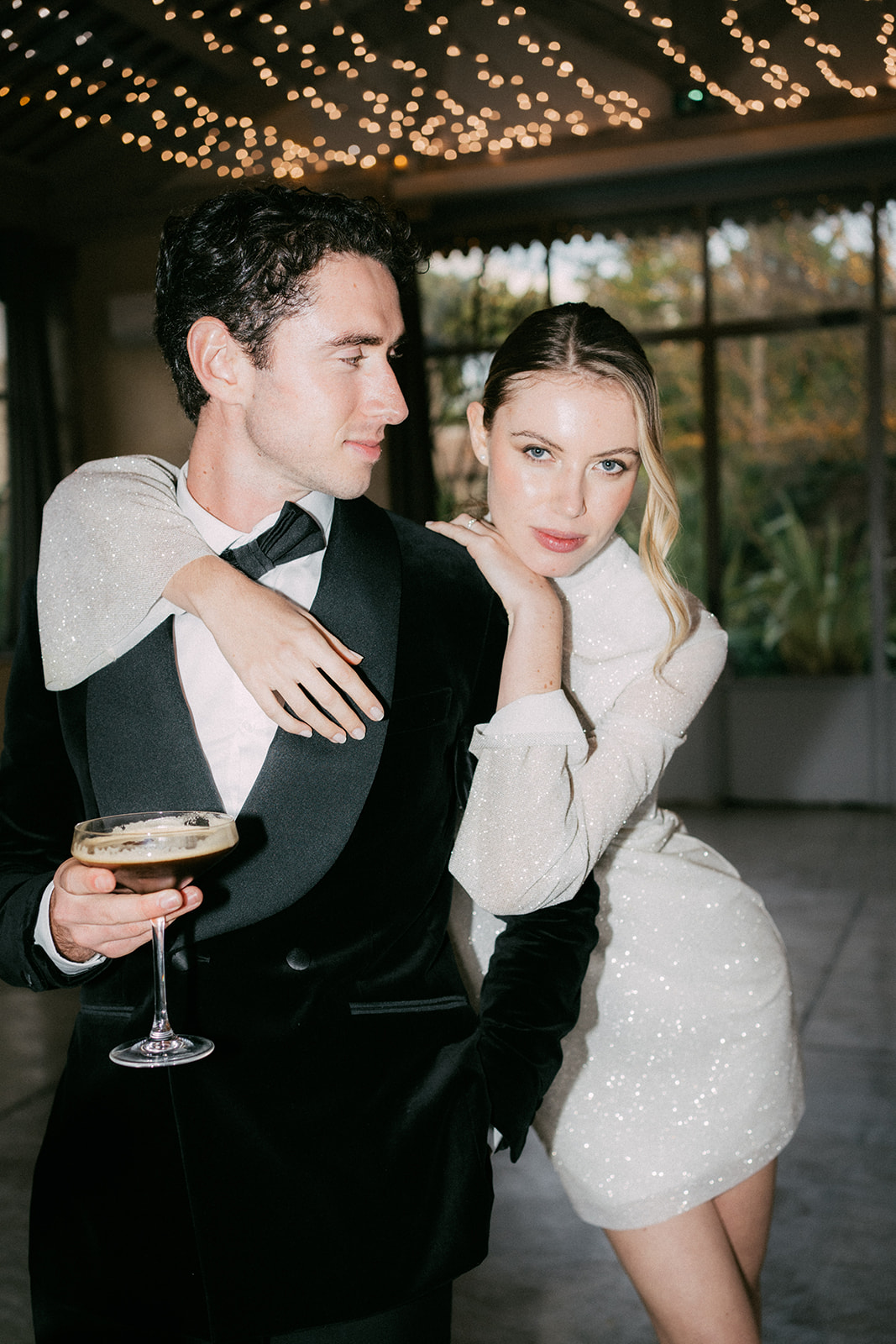 flash photo with the couple and an espresso martini