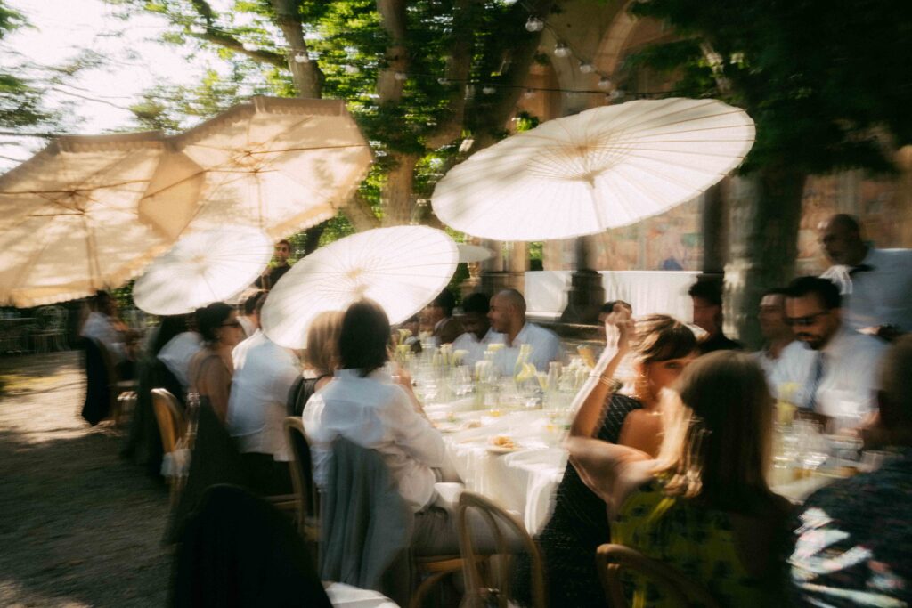wedding dinner at chateau de pradines during summer