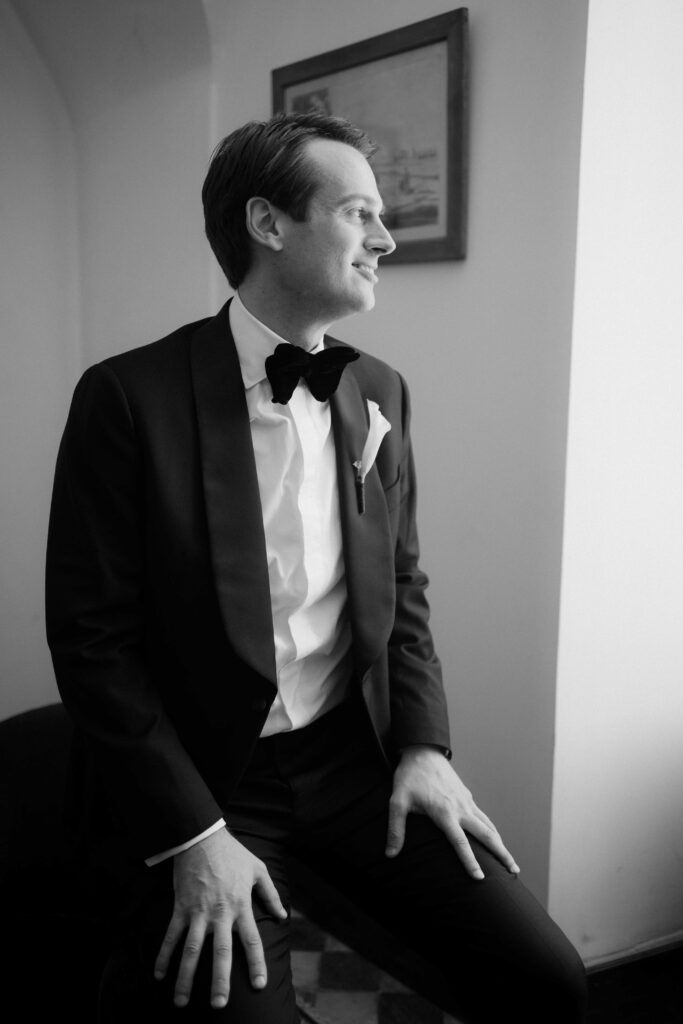 portrait of the groom during preparation