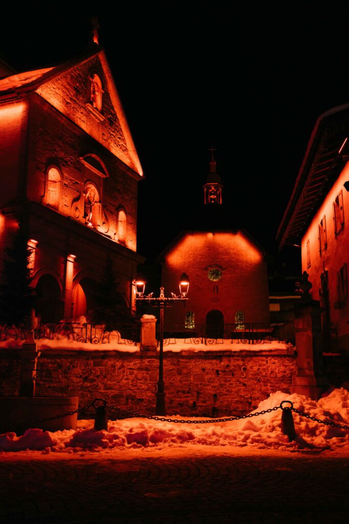 place du village in Megeve winter