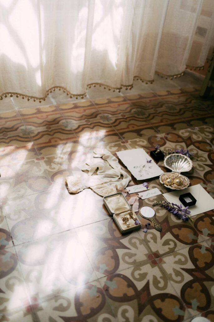 flatlay of the wedding